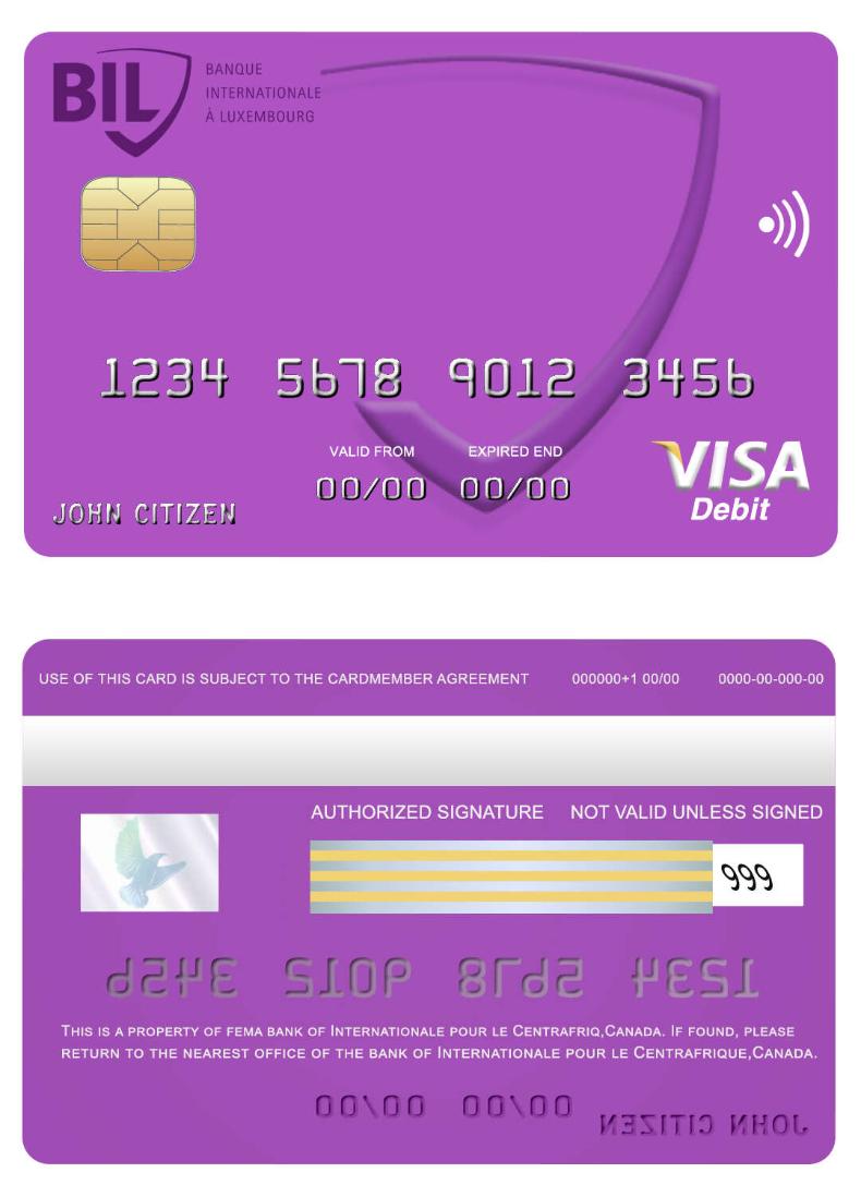 Canada Internationale pour le Centrafrique bank visa card
